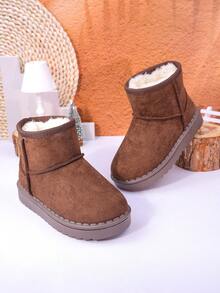 Autumn/Winter New Kids Snow Boots, Mid-Large Children Flat Shoes, Plush Thick Sole Boys Warm Boots, Toddler Short Booties - Coffee Brown - View 6