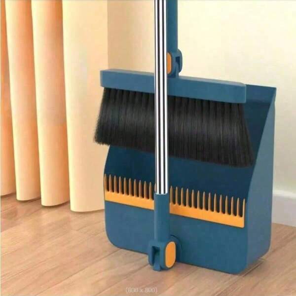 1 Set Household Broom And Dustpan Set, Long Handle Floor Cleaning Broom And Dustpan Set, Rotatable Broom And Dustpan With Brush, For Dust And Debris Cleaning, Suitable For Home, Kitchen, Room, Office, Cleaning Supplies, Cleaning Tools, Back To School