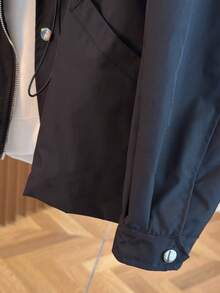 Chaqueta cortavientos para mujer, estilo de moda para viajeros, chaqueta cortavientos regular, diseño de cintura ceñida y solapa grande, unicolor, multiestilo para atuendos de otoño/invierno