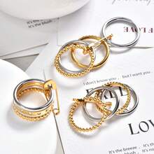 1pc New Multi-Layer 18K Gold Plated Ring, Gift - Stainless Steel Ring - View 5