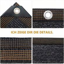 Malla multifuncional para nieve de alta densidad y transpirable con rayas de colores, protección UV de alta densidad, a prueba de nieve, anticongelante, adecuada para terrazas, picnics, cocheras, jardines, balcones, pabellones de pasillos, playas, patios y techos, fácil de instalar, esquinas reforzadas, bordes duraderos y resistentes. - Negro - Ver 3