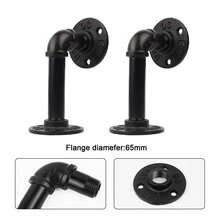 HALMAN 2 Pzs, Pipe Shelf Brackets Set of 2 Industrial Iron Shelf Brackets Pipe Shelving Brackets for Custom Floating Shelves, Par De Mensulas Para Repisas Uso Rudo, Montado Pared Resistentes Soportes de Estantes Rústicos, organizadores de almacenamiento de estantes flotantes para decoración del hogar, estantes de hierro para soportar libros, soportes de partición, 8*15 cm/12*14 cm. Carga 200 libras,DIY Rustic Shelves Brackets Hardware Included Black - Negro - Ver 8