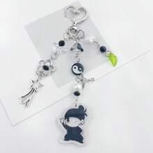 1pc Gojo Creative Star Phone Case Beaded Hanging Chain, Keychain Hanging Item Personalized Versatile Phone Chain, Car Hanging Fashion, Black And White Surrounding Fashion Creative Acrylic Beaded Phone Case Chain, Card Book Hanging Rope Camera Chain Valentine's Day Valentines School Cartoon