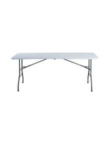 Mesa Plegable de 180cm tipo portafolio para exteriores e interiores mesa multifunción jardín camping portátil resistente ligera picnic eventos almacenamiento - Blanco - Ver 4