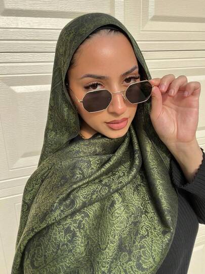 1 st moderiktig paisley pashminahalsduk, varm jacquardvävd tjock sjal för kvinnor, lämplig för klänningar och huvuddukar, vinter