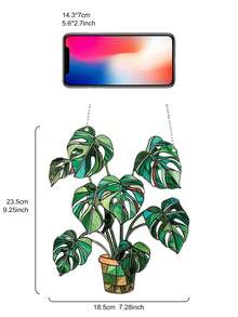 1 chiếc trang trí hình rùa treo bằng acrylic hình lá cây - Nghệ thuật trang trí tường cây nhiệt đới, thích hợp cho nhà, văn phòng hoặc sân vườn, đồ trang trí hình rùa bằng acrylic hình lá cây độc đáo (Vui lòng bóc lớp màng bảo vệ trước khi sử dụng, chất liệu là acrylic, không phải thủy tinh) - màu xanh lá - Xem 5