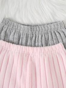 4 件女童纯色罗纹圆领长袖上衣搭配 3D 蝴蝶结 + 3D 蝴蝶结裤子时尚套装，适合户外购物，非常适合秋冬户外穿着