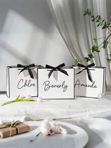 1pc - Customized Wedding Gift Bag, Personalized Bridesmaid Gift Box, Bridal Party Favor Bag, Customized Birthday Gift Bag, Wedding Gift Bag, Bridesmaid Gift Bag, Engagement Gift Bag, Party Favor Bag, Ribbon Tie Gift Bag, Graduation Gift Bag, Employee Gift Bag, Valentine's Day Gift Bag, Birthday Gift Bag, Halloween Gift Bag, An Ideal Gift For Bridesmaids. ,Forever Love - Multicolor - View 3