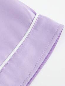 Girls Pajamas, Satin Silky Pjs Set Kids 2Pcs Button-Down Nightwear Sleepwear Gift For Kids - Màu tím hoa cà - Xem 7