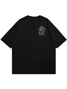 GRDR 男士可爱字母印花短袖T恤，适合夏季穿着，引领时尚潮流 - 黑色 - 查看 5