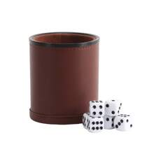 Würfelbecher mit 5 Würfeln, leises PU-Leder, verdicktes Material, Würfelbecher Spieleset