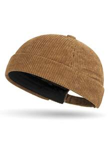 Casquette sans bord en velours côtelé unisexe, casquette de couleur unie style Tang, casquette vintage de type Peaky pour hommes et femmes - A - Voir 11