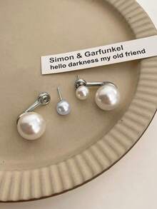 Elegant Pearl Earrings With Dual Function, One Round Bead And One Heart - Trắng 1 - Xem 5