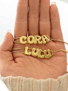 1 Peça Pulseira Personalizada Customizada com Nome Estilo Europeu e Americano em Ouro 18k, Pulseira de Algema Personalizada com Nome, Pulseira Minimalista, Estilo Acadêmico, Aplicação de Letra, Temporada de Volta às Aulas, Presente para Estudantes, Amigos e Melhores Amigos