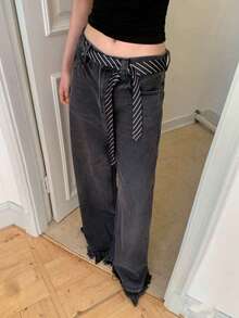 1条黑白条纹围巾，时尚发带，条纹围巾腰带，长款窄腰带，适合休闲、周末郊游、约会、校园等各种场合，时尚多功能配饰，也可用于圣诞装饰