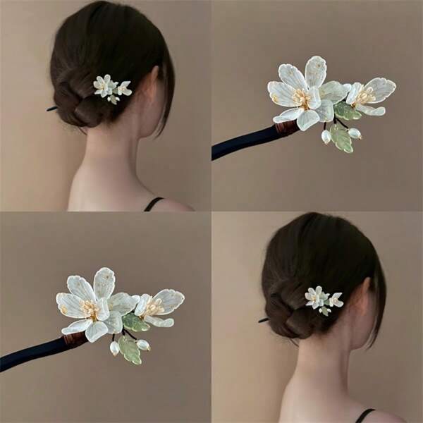 Fermaglio per capelli vintage da donna stile cinese - elegante fermaglio per capelli Hanfu con motivo floreale, adatto per matrimoni, cosplay e uso quotidiano - regalo per insegnanti/festa della mamma - in legno - fissa saldamente acconciature alte e chignon - accessorio per capelli asiatici tradizionale, accessorio carino per capelli, accessorio per occasioni speciali, artigianato, accessorio per cosplay, stile vintage, accessorio durevole, supporto per chignon, ideale per appassionati di cosplay