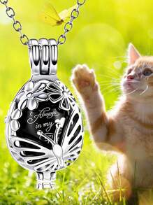 Cremation Jewelry Urn Necklace For Ashes Teardrop Butterfly Urn Memorial Locket Pendant Necklace Hollow Flower Jar Keepsake Cremation Jewelry For Women