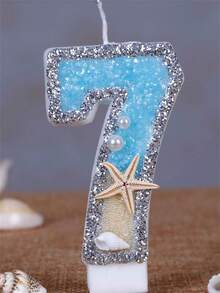 1pc Digital Candle, Beach Starfish Birthday Cake Shaped, Paired With Party Candles, Creates Summer Theme Ambiance - Multicolor - View 11