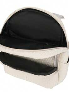 女士软皮背包，大容量女士背包，休闲旅行背包，书包 - 白色 - 查看 7