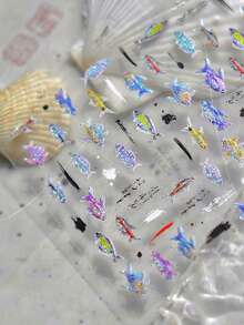 Beautizon Nailartlab 1张小鱼美甲贴纸，全息效果，DIY Y2K风格5D美甲装饰贴纸 - 彩色 - 查看 3