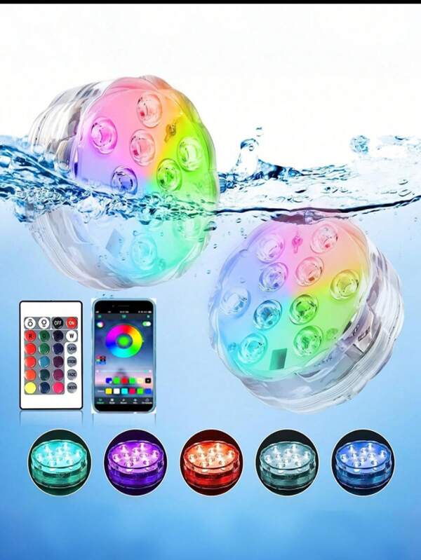 1PC/2PCS/4PCS LED Rotating Pool Light With Built-In Suction Cup, Waterproof, 360° Spin, Color-Changing, Submersible, Easy Installation, Energy-Efficient, Pool Decor.