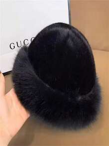 1 Peça Chapéu Feminino de Inverno, Novo, Grosso, Quente, Moda Simples, Chapéu de Pescador de Imitação de Pelo de Vison, Chapéu Mongol Feminino, Quente e Confortável para Sombreamento
