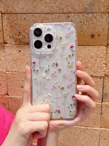 1pc Transparent Soft Edge Soft Silicone Phone Case, Camera Hole Full Coverage Protective Phone Case, UV Painted Colorful Ditsy Floral Pattern, Compatible With IPhone 11 12 13 14 15 16 Pro 16 Pro Max/17/17 Pro/17 Pro Max/17 Air, S25 Ultra S24 S23 FE A56 A55 A36 A16 A06 A07, Redmi 13C 14C 15C A3 A5