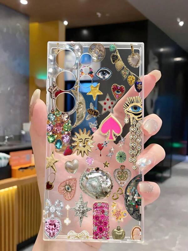 Retro 1pc Fashionable Jewelry Puzzle Design Soft Phone Case Protective Cover Compatible With IPhone, Honor, Redmi, Galaxy,