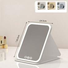 LED 化妆镜 - 3 种颜色灯光模式（白光/自然光/暖光），USB 充电式化妆镜，亮度可调，便携式折叠设计，适合居家、旅行和宿舍使用，是送给女性的完美圣诞节、生日、母亲节礼物（电池容量：350mAh/600mAh） - 彩色 - 查看 13