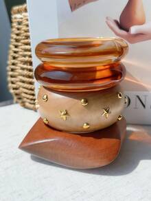 4 chiếc vòng tay nhựa không đối xứng mặt rộng bằng gỗ thông tự nhiên phong cách Âu Mỹ dành cho nữ, phù hợp với trang phục hàng ngày, trang phục lễ hội, phong cách Boho (Gỗ thông tự nhiên, vân gỗ, vết gỗ là bình thường) - Màu nâu - Xem 17
