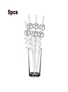 3/5/6/10PCS Disco Ball Decor Straws, Reusable Plastic Disco Ball Straws, Mirror Ball Straws, Black Plastic Straws, Reflective Spiral Straws, 70s Disco Party Decorations, Party Favors, Suitable For Disco Party, Birthday Party, Wedding, Kitchen, Christmas Decoration, 1PC