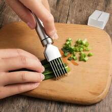 Stainless Steel Green Onion Knife Green Onion Cutter Slicer Scallion Cutter Shred Knife Blade Slice Cutlery Vegetable Slicer Shredder Kitchen Tool For Home Restaurant Hotel - Silver - View 5