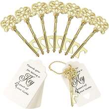 10/20/30/50 Pieces Key Bottle Openers, Vintage Skeleton Key Bottle Openers, Wedding Favors Bottle Openers With 20 Tag Cards And 20 Keychains (Gold)