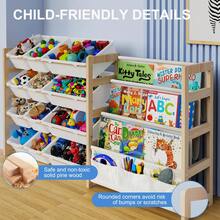 This Large Toy Storage Box Contains 12 Storage Boxes And Has A Four-Tier Shelf. It Is A Large-Capacity Wooden Frame Storage Cabinet That Can Store Plush Toys, Building Blocks, Storybooks, Etc. It Is Suitable For Decorating Rooms, Playrooms, Nurseries, And Living Rooms. It Is Sturdy And Durable, And Can Also Be Given As A Halloween Or Christmas Gift. - 白色 - 查看 4