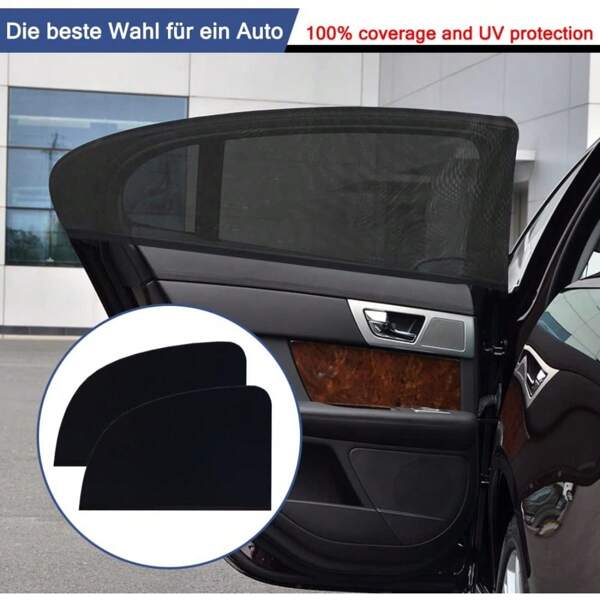 2 Stück Auto-Heckscheiben-Anti-Moskitonetz Mit Gummizug, Hochelastisches Eisseidenmaterial, Auto-Heckscheibennetz, Sonnenschutz, UV-Schutz, Sonnenschutz Auto Für Auto, SUV, Schwarz