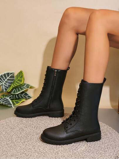 Botas cortas de caña media motociclista planas de estilo minimalista y vanguardista para adolescentes, aptas para otoño/invierno y uso al aire libre