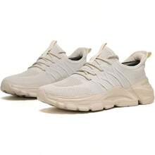 Tenis deportivos para correr para hombre, ligeros, transpirables, de malla - Z71-Beige - Ver 5