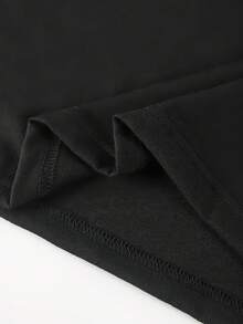 1 Piece Ladies Casual Printed Crew Neck T Shirt, Short Sleeve Casual Women's Tops For Summer And Spring, Women's Clothing, Perfect For Holiday And Gift Giving! - 黑色 - 查看 4