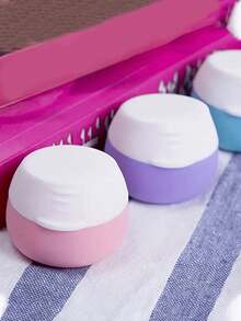 硅胶旅行面霜罐，便携式可重复灌装面霜瓶，带盖，小型乳液盒，可重复使用的化妆品容器，旅行必备 - 彩色 - 查看 3