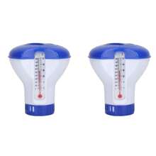 2 piezas Termómetro de piscina flotante, dispensador de cloro flotante, de gran capacidad y liberación ajustable, pastillas para piscina de 5 pulgadas, esenciales de playa, accesorios de playa