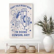 1pc Cowgirl, Telephone Booth, Retro Illustration Style Framed Wall Art - Canvas Prints Poster, Ready To Hang - Home Decor, Ideal For Home, Office Wall Decor, Family Gift, Living Room Bedroom Wall Decor - Lạc đà - Xem 4