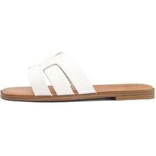 Dressy Summer Flat Sandals With Square Open Toe - White - View 10