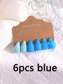 6pcs/Set Colorful Teardrop Earrings Set, Suitable For Women's Daily Wear, Great Gift For Mom Or Best Friend