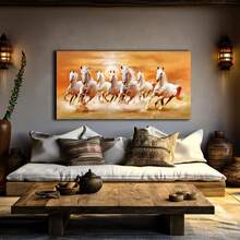 1 件复古墙面艺术海报，大型奔腾骏马帆布墙面艺术 - 防水无味，适合客厅、卧室、办公室、酒吧的精美墙面装饰，带框或不带框，房间装饰，家居装饰，大学宿舍公寓装饰，酒店、家居、客厅、卧室、浴室和办公室墙面装饰的礼物 - 彩色 - 查看 5