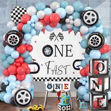 Two Fast Birthday Decorations Race Car Party Supplies For Racing Balloon Garland Arch Kit Blue Red White Latex Balloons And Wheel Checkered Foil Balloons 1 2 3 4 5 6 7 8 9 Years Old Birthday Decor - Color Mixing - View 6