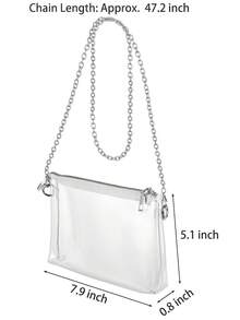 Women's Clear Crossbody Bag Stadium Approved PVC Purse Zipper Transparent Shoulder Bag For Outdoor Activities, Concerts & Sports Events - 銀色 - 查看 5