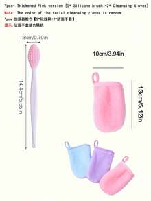 10件/5件/1件升级版双面硅胶黑头刷，硅胶鼻刷搭配加大洁面海绵，深层清洁，黑头和瑕疵去除工具，洗脸按摩两用，便携亲肤（适合敏感肌肤），鼻翼清洁按摩刷，温和去角质，深层毛孔清洁剂，黑头提取伴侣，旅行必备，洁面工具 - 粉色 - 查看 12