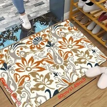 1 pieza, Decoración para el hogar, Alfombra, felpudo o tapete de cerámica de diatomita con patrón floral vintage impreso, antideslizante, rectangular con impresión 3D, apto para sala de estar, dormitorio, pasillo, baño, lavandería - Alfombras de poliéster, aptas para decoración de interiores y exteriores del hogar