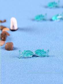 10/20 piezas Mini figuras de resina de tiburón, pequeñas esculturas de arte con diseño de lunares, adecuadas para acuarios y decoración de paisajes en miniatura, decoración del hogar, azul con diseño de lunares, regalos de Pascua