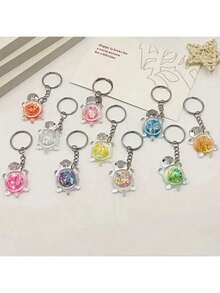 5/10/20pcs Night Light Multi Color Mini Turtle Keychain, Sparkling Turtle, Party Gifts, Small Turtle Resin Accessories, Suitable For DIY Accessories, Mobile Phone And Bag Pendants, Turtle Statue Accessories, Keychain Pendants ((Mixed Hair Of Multiple Colors) - Multicolor - View 9